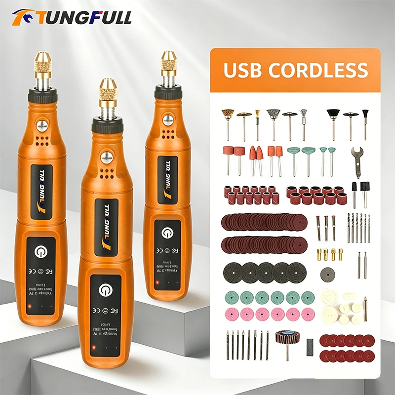 Power Tools Equipment - TUNGFULL Mini Elektrischer Schleifer Kabelloser Wiederaufladbarer