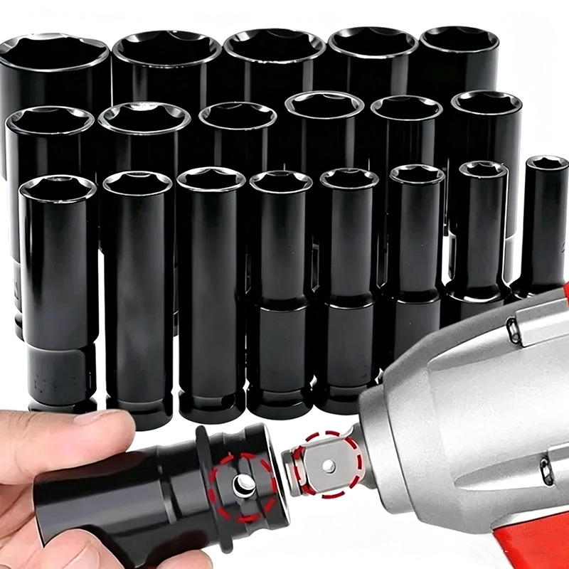 Power Tools Impact Wrench - 6-Punkt-Schlagschlüsselsatz aus Stahl, metrische Schlagschlüssel für