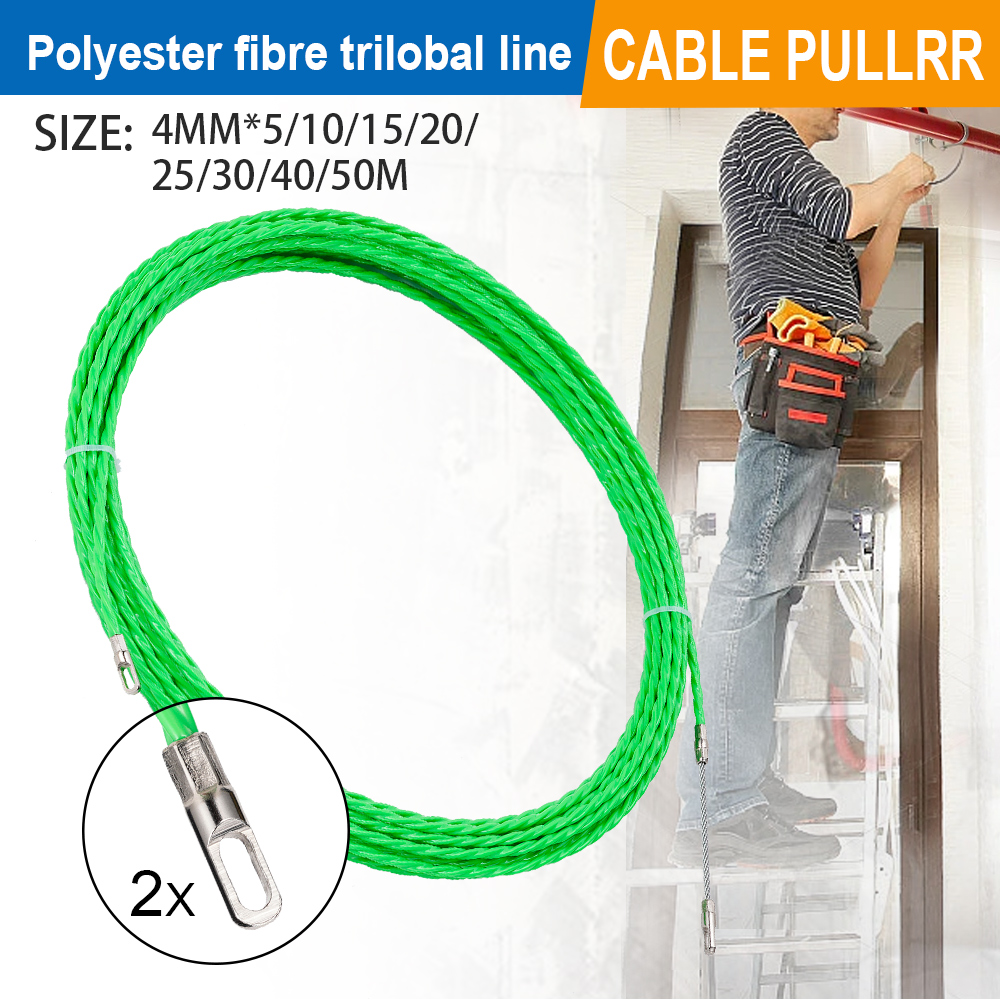 Power Tools Green - 4MM Glasfaser-Kabelziehband 5-50M Grün, Kabelziehgerät für